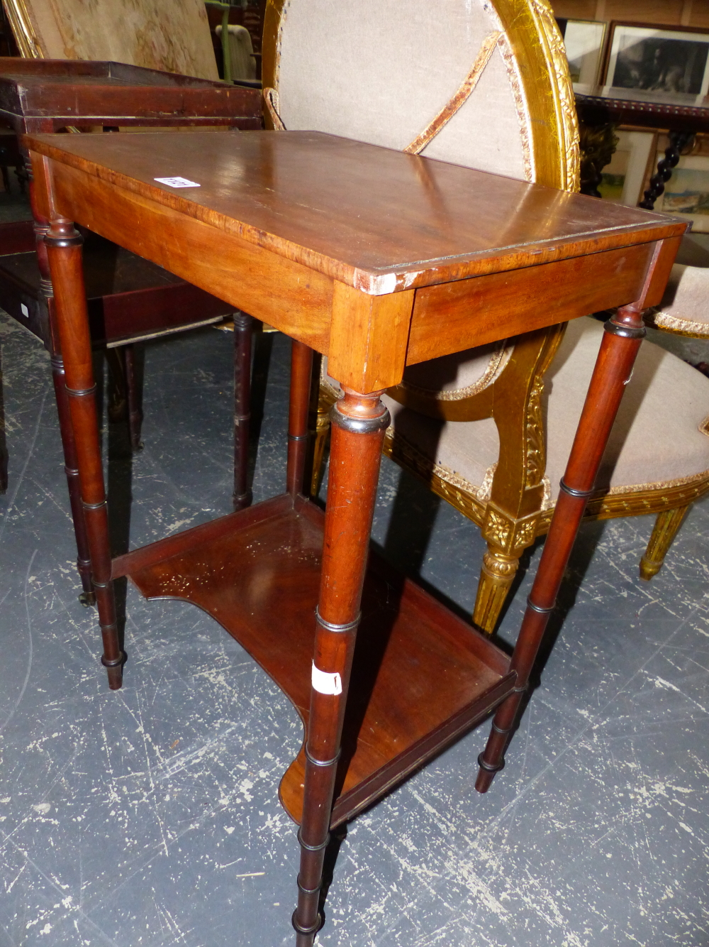 TWO 19th.C.MAHOGANY TWO TIER SIDE TABLES. - Image 3 of 12