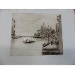 WINIFRED HIGGINS. 19th/20th.C. TWO VENETIAN VIEWS, PENCIL SIGNED ETCHINGS, UNFRAMED, SHEET SIZE.