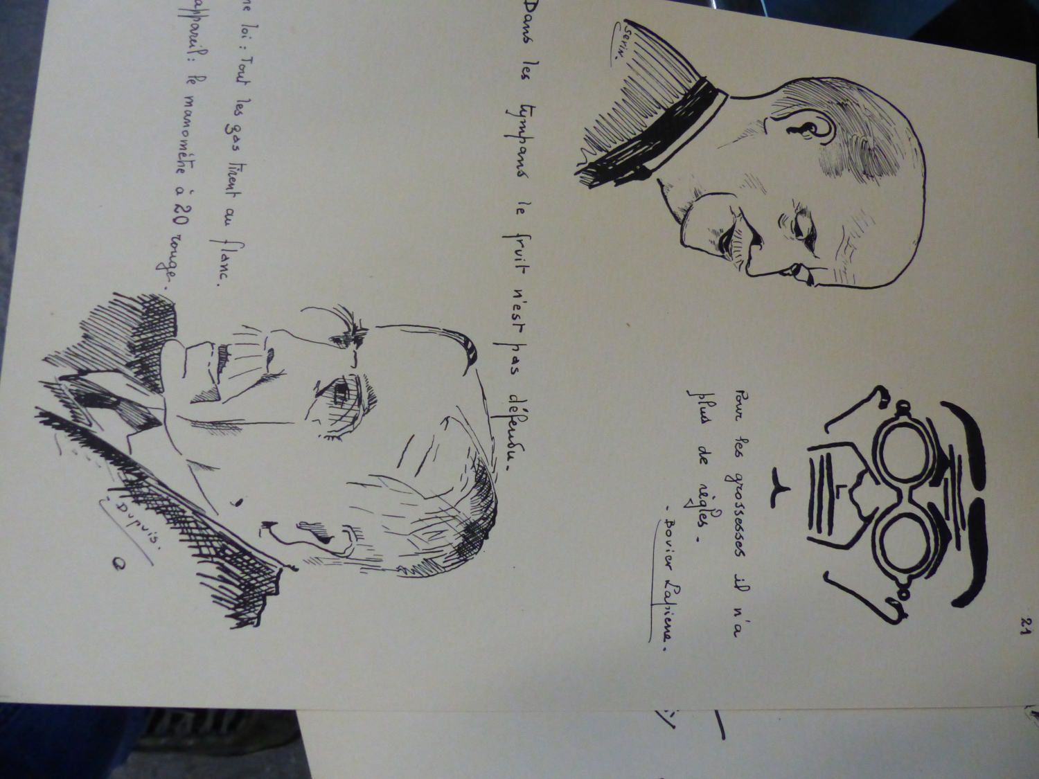 20th.C.FRENCH SCHOOL. TWENTY TWO PEN AN INK CARICATURES AND PORTRAITS, SOME INSCRIBED AND - Image 20 of 23