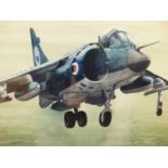 ANDI? 20th.C. ENGLISH SCHOOL. ARR. A SEA HARRIER TOGETHER WITH ANOTHER OF A VINTAGE TWIN ENGINE