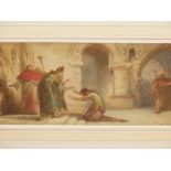 CHARLES CATERMOLE. (1832-1900) THE BLESSING, SIGNED WATERCOLOUR. 14 x 44cms.