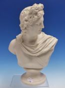 A PARIAN BUST OF APOLLO. H.28cms.