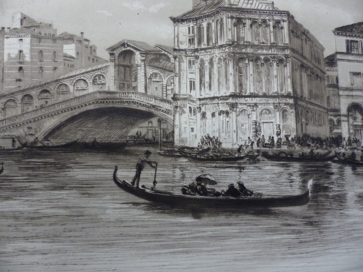 WINIFRED HIGGINS. 19th/20th.C. TWO VENETIAN VIEWS, PENCIL SIGNED ETCHINGS, UNFRAMED, SHEET SIZE. - Image 7 of 7