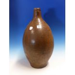 AN ANTIQUE BROWN GLAZED POTTERY BELAMINE JUG WITH INCISED '4' TO NECK.