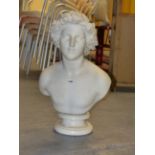 WILLIAM FREDERICK WOODINGTON. (1806-1893) A WHITE MARBLE BUST OF APOLLO DATED 1859. H.64cms.