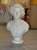 WILLIAM FREDERICK WOODINGTON. (1806-1893) A WHITE MARBLE BUST OF APOLLO DATED 1859. H.64cms.