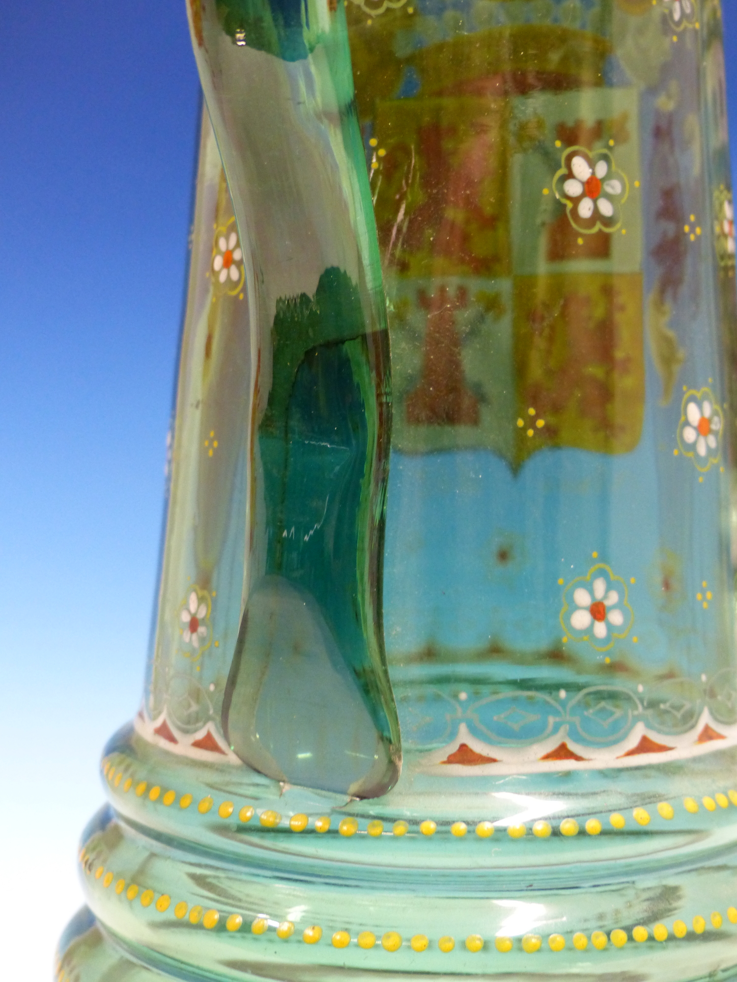 A KUHR PORCELAIN PEWTER LIDDED TANKARD DECORATED FOR A MUNICH CAVALRY BATTALION. H 31.5cms. TOGETHER - Image 7 of 11