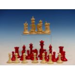 A RARE 19TH CENTURY SIGNED JAQUES TOURNAMENT TYPE IVORY CHESS SET (KINGS 9CM HIGH)