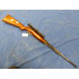 A WEBLEY AND SCOTT MARK 3 UNDERLEVER .22 CAL AIR RIFLE SERIAL NUMBER 44775 WITH WEBLEY 4 X 20