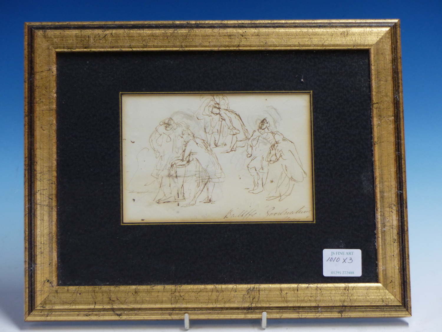 WILLIAM POWELL FRITH. (1819-1909) THREE SKETCHES OF VARIOUS FIGURES, SOME INSCRIBED, PEN AND INK. 10 - Image 5 of 12