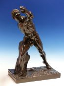 AFTER THE ANTIQUE. A BRONZE FIGURE OF A GLADIATOR. H.50cms.