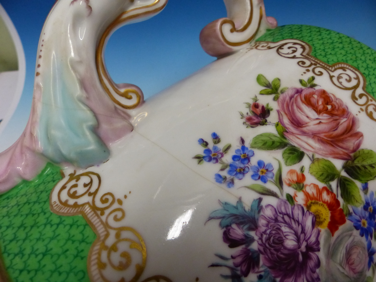 A DRESDEN GREEN DIAPER GROUND MUG PAINTED WITH A 17th.C.MONARCH IN ARMOUR WITHIN A FLORAL - Image 6 of 6