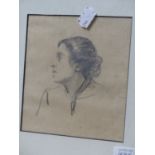 19th/20th.C.BRITISH SCHOOL. THREE PENCIL FIGURE AND PORTRAIT STUDIES, LARGEST. 24.5 x 20cms> (3)