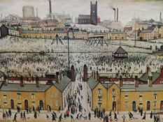 L.S.LOWRY. (1887-1976) ARR. BRITAIN AT PLAY. PENCIL SIGNED LIMITED EDITION COLOUR PRINT. 48 x