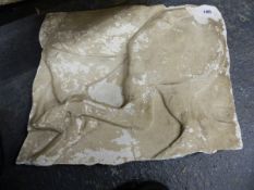 TWO SECTIONS OF VINTAGE MUSEUM PLASTER CASTS FROM A SECTION OF THE HORSEMAN OF THE PATHENON IN THE