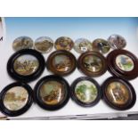 A COLLECTION OF FOURTEEN POT LIDS TO INCLUDE EIGHT IN FRAMES, THE SUBJECTS TO INCLUDE PRINCE ALBERT,