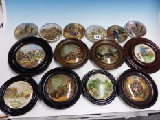 A COLLECTION OF FOURTEEN POT LIDS TO INCLUDE EIGHT IN FRAMES, THE SUBJECTS TO INCLUDE PRINCE ALBERT,