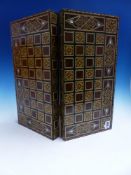 AN EASTERN INLAID FOLDING GAMES BOARD. 41.5 x 42cms.