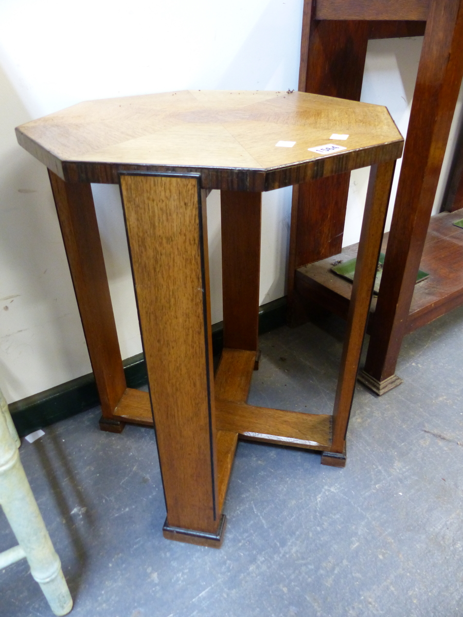 A SPECIMEN WOOD OCTAGONAL COFFEE TABLE WITH VENEERS RADIATING ABOUT THE YEW WOOD CENTRE, ROSEWOOD - Image 2 of 3