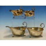 TWO PAIRS OF SILVER HALLMARKED SAUCE BOATS DATED GROSS WEIGHT 415grms.