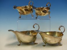 TWO PAIRS OF SILVER HALLMARKED SAUCE BOATS DATED GROSS WEIGHT 415grms.