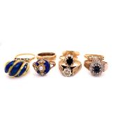 A GROUP OF NINE VARIOUS DIAMOND, GEMSET AND GOLD RINGS. GROSS WEIGHT 28.1grms.