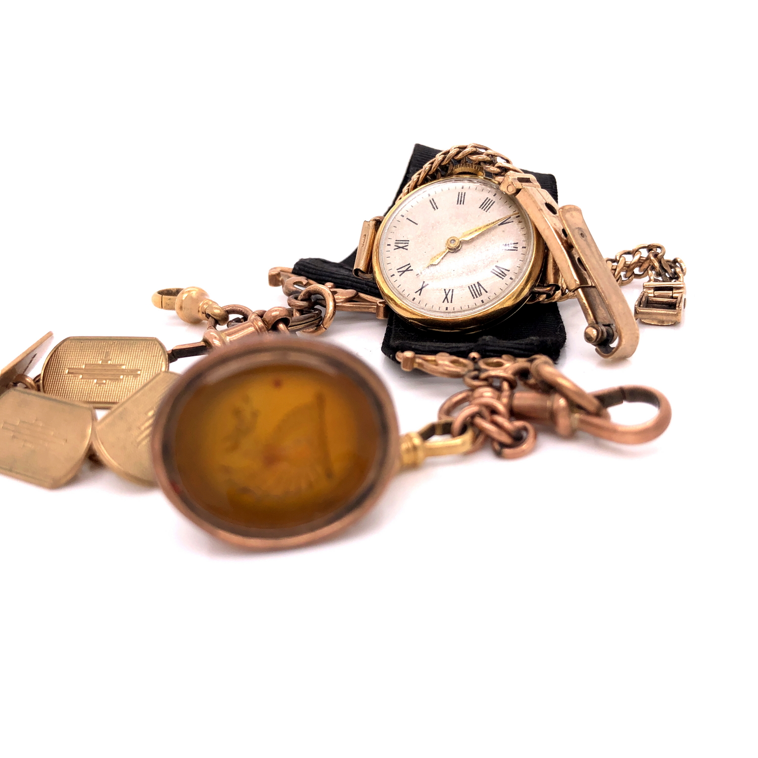 AN 18ct GOLD COCKTAIL WATCH FITTED WITH A 9ct GOLD BRACELET STRAP, A PAIR OF 9ct GOLD CUFFLINKS, - Image 2 of 31