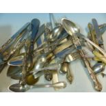 A PART SERVICE OF CONTINENTAL SILVER GILT HANDLED CUTLERY FURTHER CONTINENTAL CUTLERY AND VARIOUS
