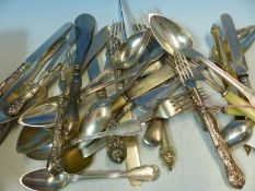 A PART SERVICE OF CONTINENTAL SILVER GILT HANDLED CUTLERY FURTHER CONTINENTAL CUTLERY AND VARIOUS