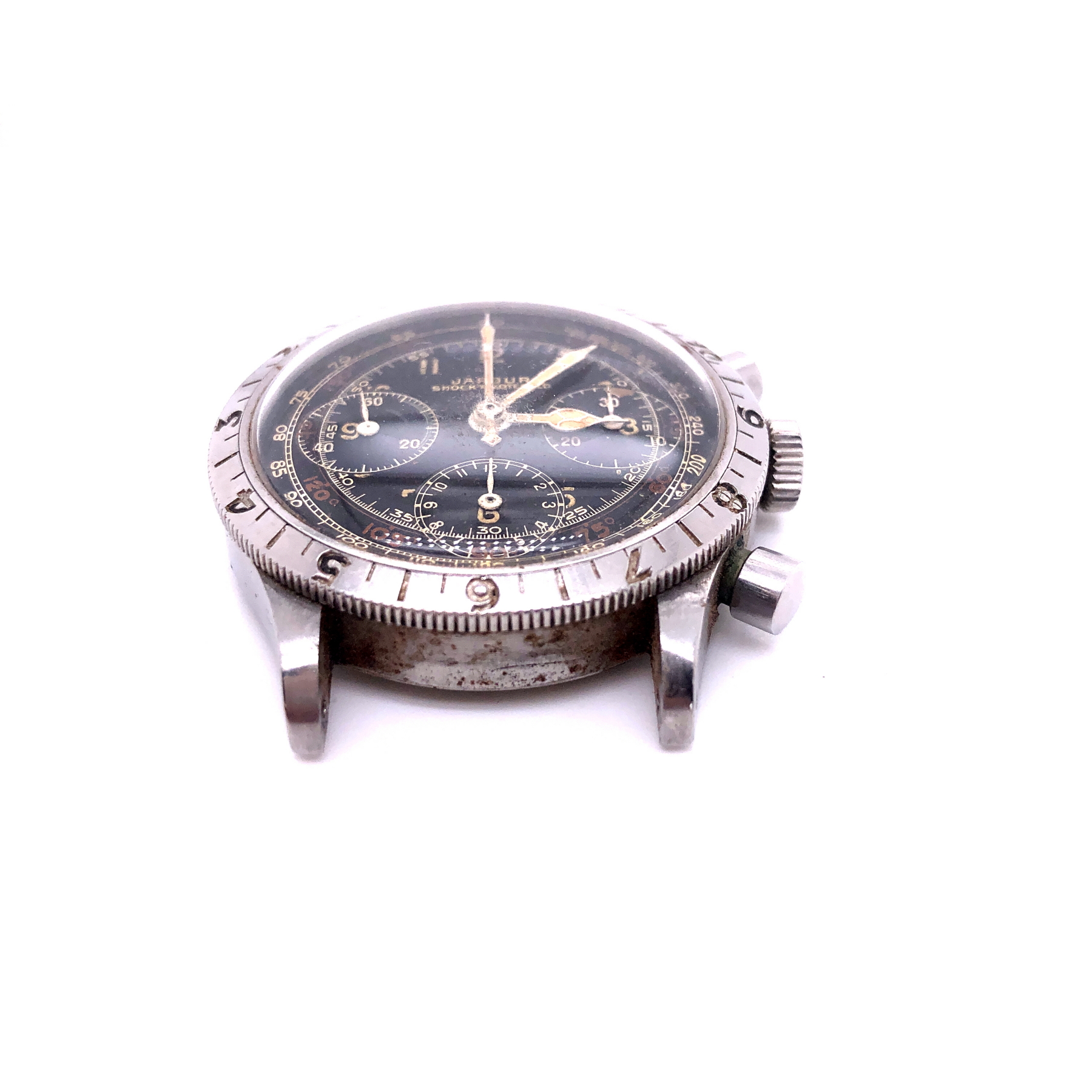 A RARE GENTLEMANS STAINLESS STEEL JARDUR BEZELMETER WATERPROOF PILOTS CHRONOGRAPH WRIST WATCH - Image 10 of 11