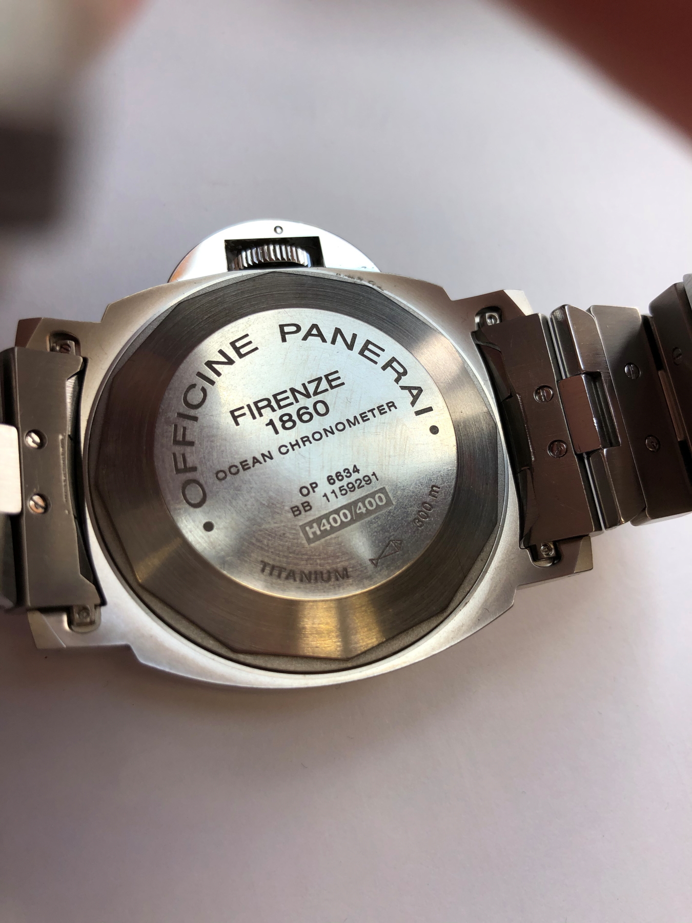 A PANERAI LUMINOR GMT AUTOMATIC WRIST WATCH. BLACK DIAL, TITANIUM CASE AND STAINLESS STEEL BI- - Image 17 of 19