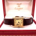 LADIES CARTIER QUARTZ TANK WATCH REF NUMBER 635585, COMPLETE WITH BOX.