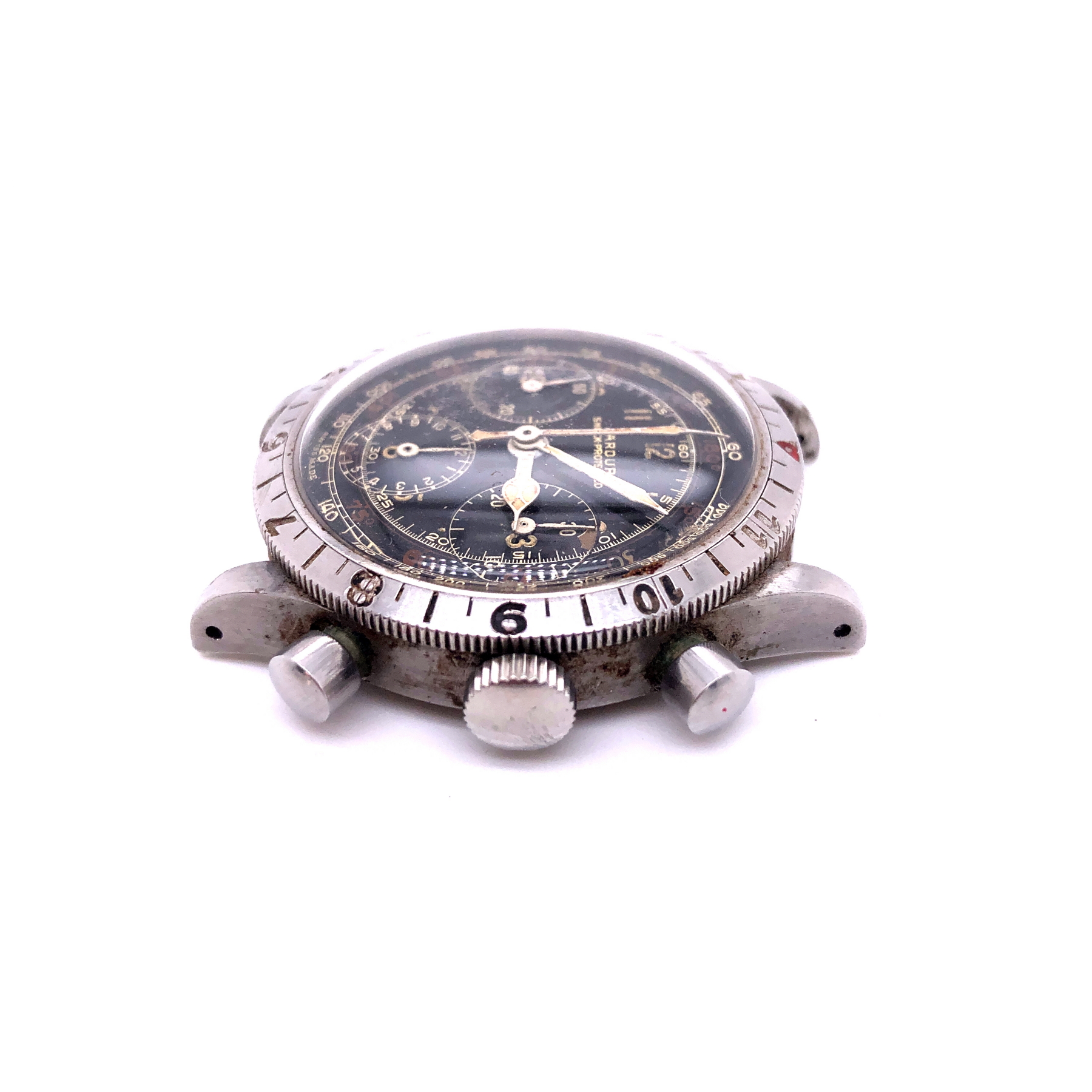 A RARE GENTLEMANS STAINLESS STEEL JARDUR BEZELMETER WATERPROOF PILOTS CHRONOGRAPH WRIST WATCH - Image 6 of 11