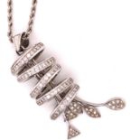 AN 18ct WHITE GOLD AND DIAMOND PENDANT AND CHAIN. THE DIAMOND PENDANT PAVE SET AND CONSISTING OF