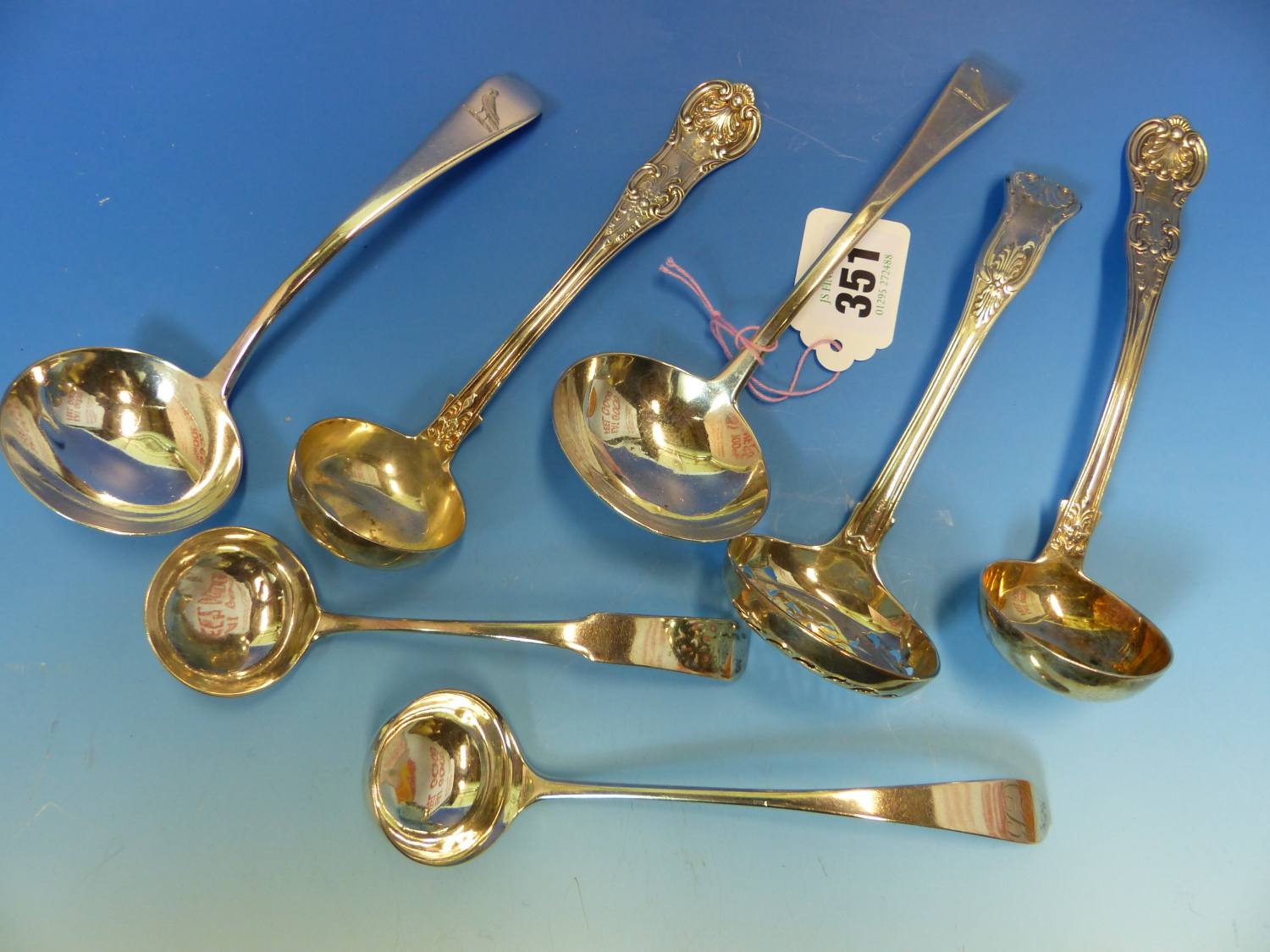 A PAIR OF 19th C. QUEENS PATTERN HALLMARKED SILVER SAUCE LADLES DATED 1851 GLASGOW FOR JOHN - Image 2 of 28