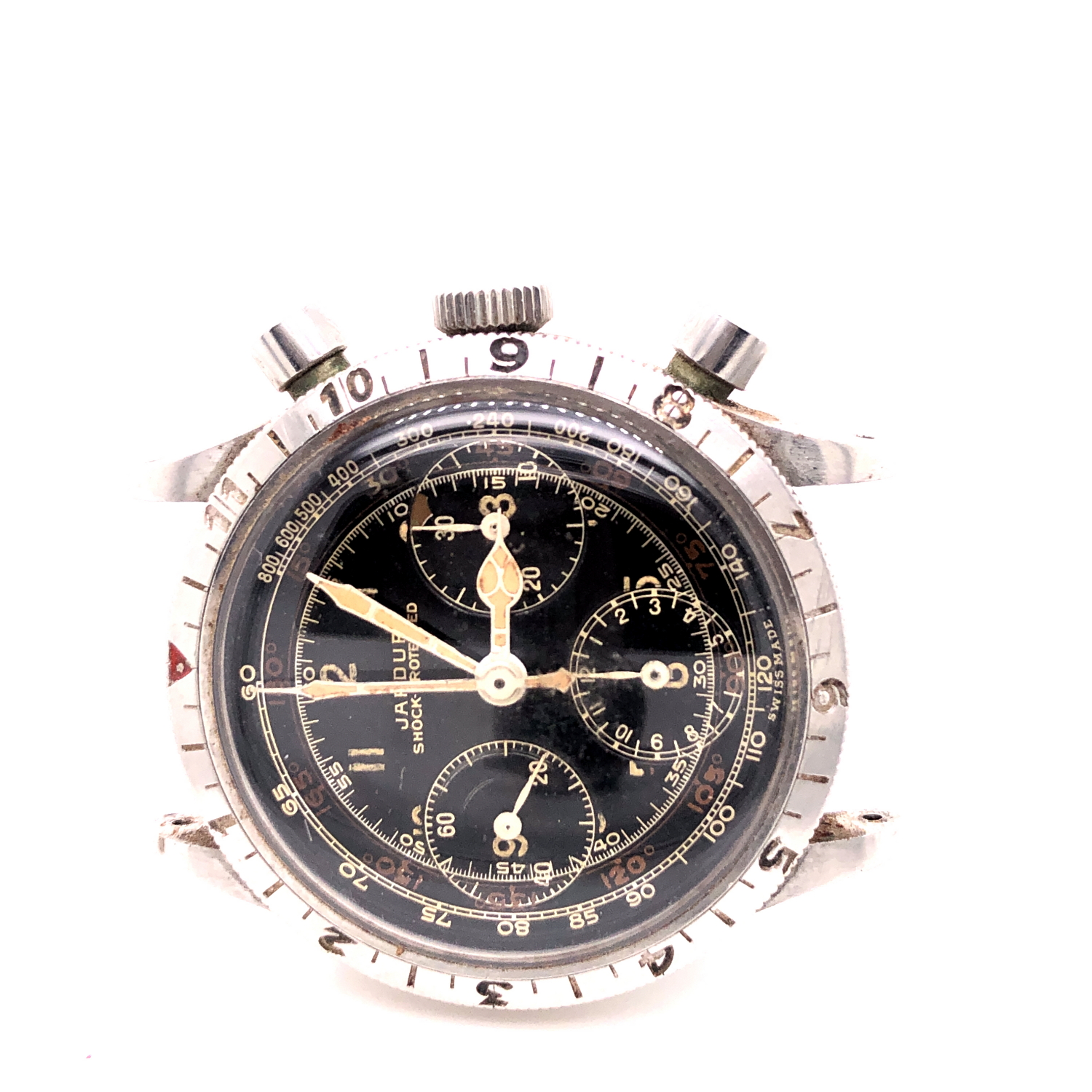 A RARE GENTLEMANS STAINLESS STEEL JARDUR BEZELMETER WATERPROOF PILOTS CHRONOGRAPH WRIST WATCH - Image 2 of 11