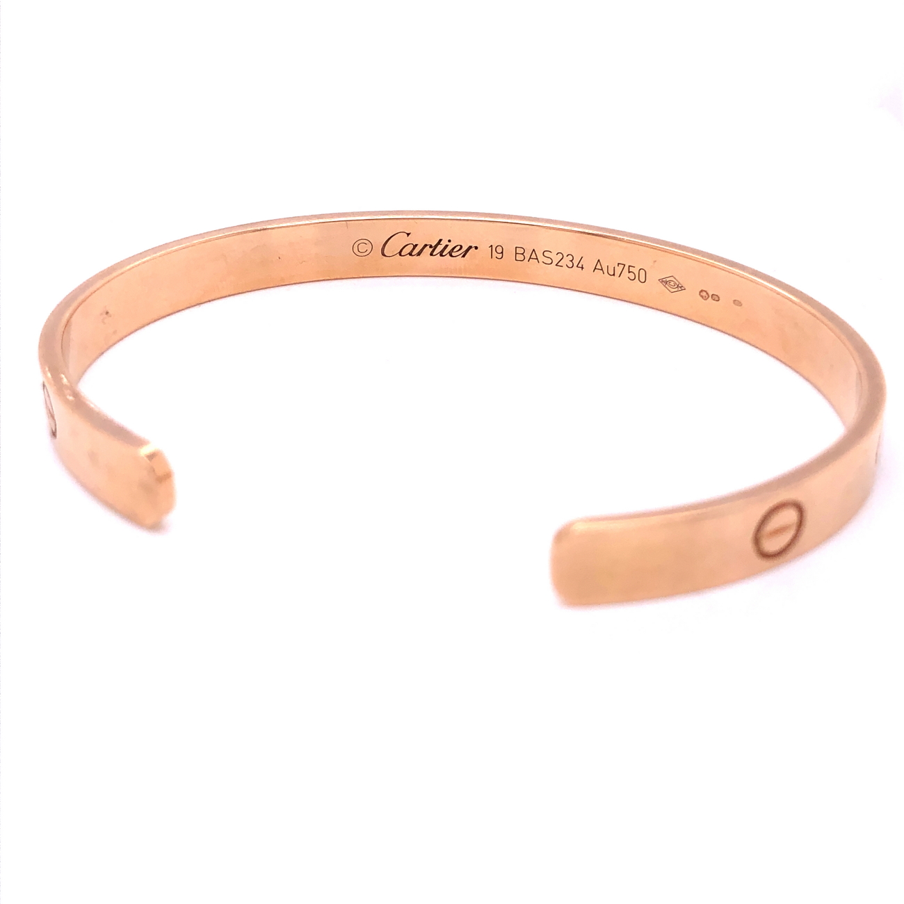 A LADIES 18ct. ROSE GOLD CARTIER TORQUE LOVE BANGLE. SIZE 19. REF NUMBER BAS234. WEIGHT 24.7grms. - Image 6 of 9