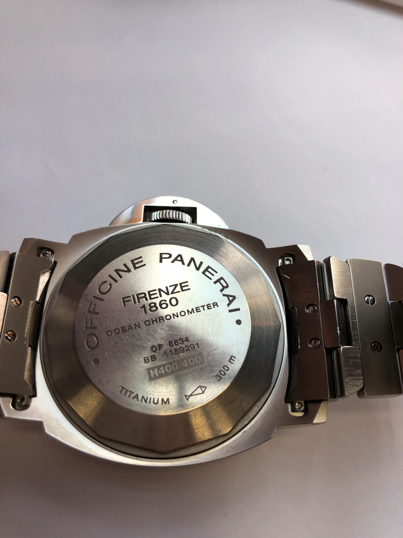 A PANERAI LUMINOR GMT AUTOMATIC WRIST WATCH. BLACK DIAL, TITANIUM CASE AND STAINLESS STEEL BI- - Image 15 of 19