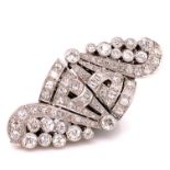 A 20th C. DIAMOND DOUBLE CONVERTER BROOCH CLIP. SET WITH MIXED CUT DIAMONDS, PAVE, CHANNEL AND RUB
