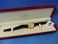 A 9ct GOLD VINTAGE MANUAL WOUND GENTS OMEGA WATCH, CASE HALLMARKED 1950 BIRMINGHAM, COMPLETE WITH