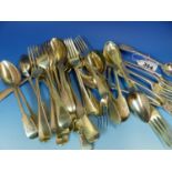 A COLLECTION OF 19th C. HALLMARKED SILVER CUTLERY,TO INCLUDE A SET OF TWELVE DESSERT SPOONS,