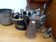 BRASS WALL LIGHTS, COAL BUCKET, ETC.