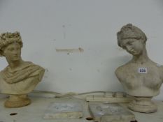 A PAIR OF CLASSICAL STYLE BUSTS.