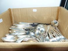 A QTY OF PLATED CUTLERY.