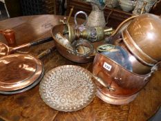 A QTY OF COPPER AND BRASSWARES.