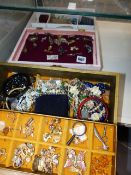 TWO JEWELLERY BOXES AND CONTENTS.