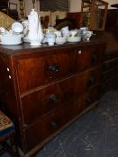 A VICTORIAN MAHOGANY CHEST OF DRAWERS.