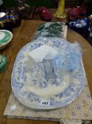 A BLUE AND WHITE PLATTER, ETC.