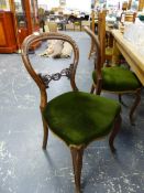 FIVE VICTORIAN BALLOON BACK CHAIRS.