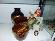 TWO STAFFORDSHIRE FIGURINES, ETC.